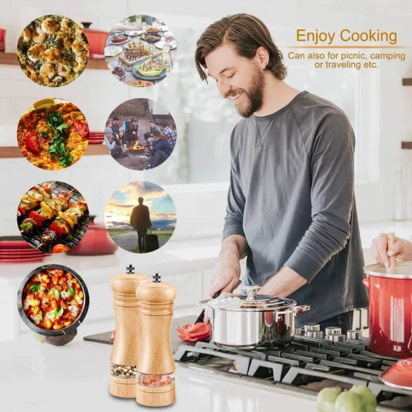 Acacia Wood Salt and Pepper Grinder Set