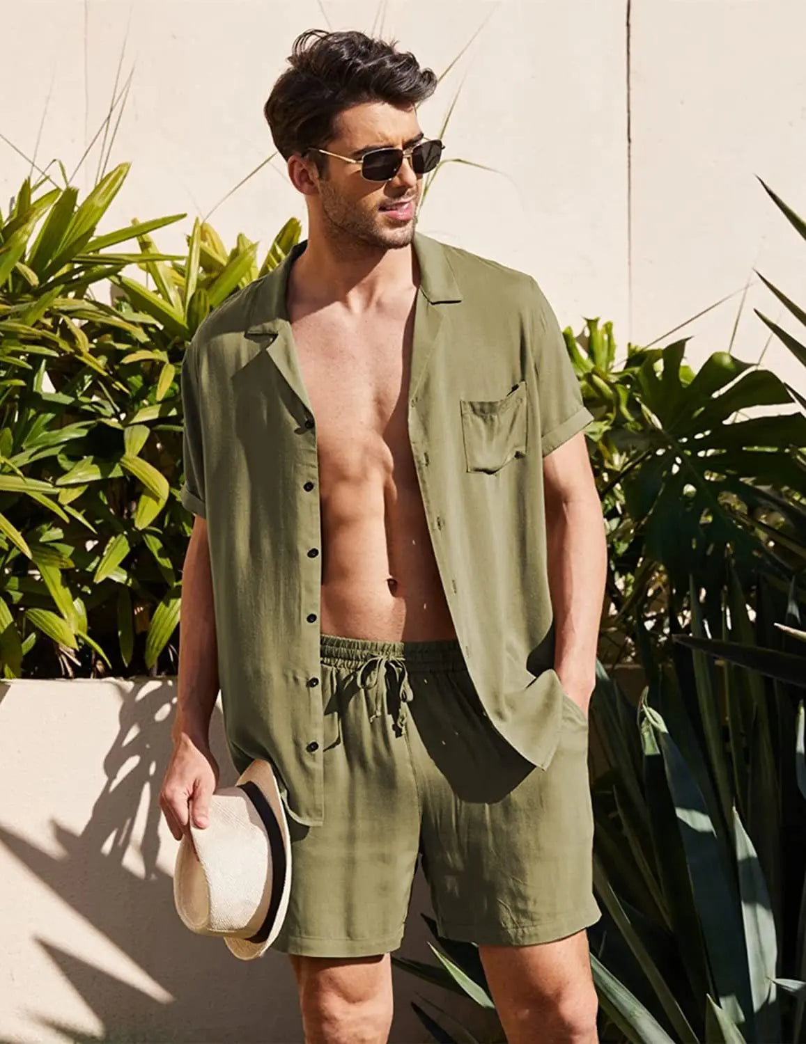 Summer Cotton Linen Beach men swim set - Sexikinis Swim