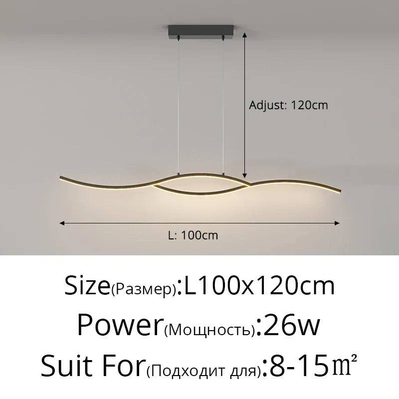 Nordic LED Pendant Light 100cm Dimmable Remote