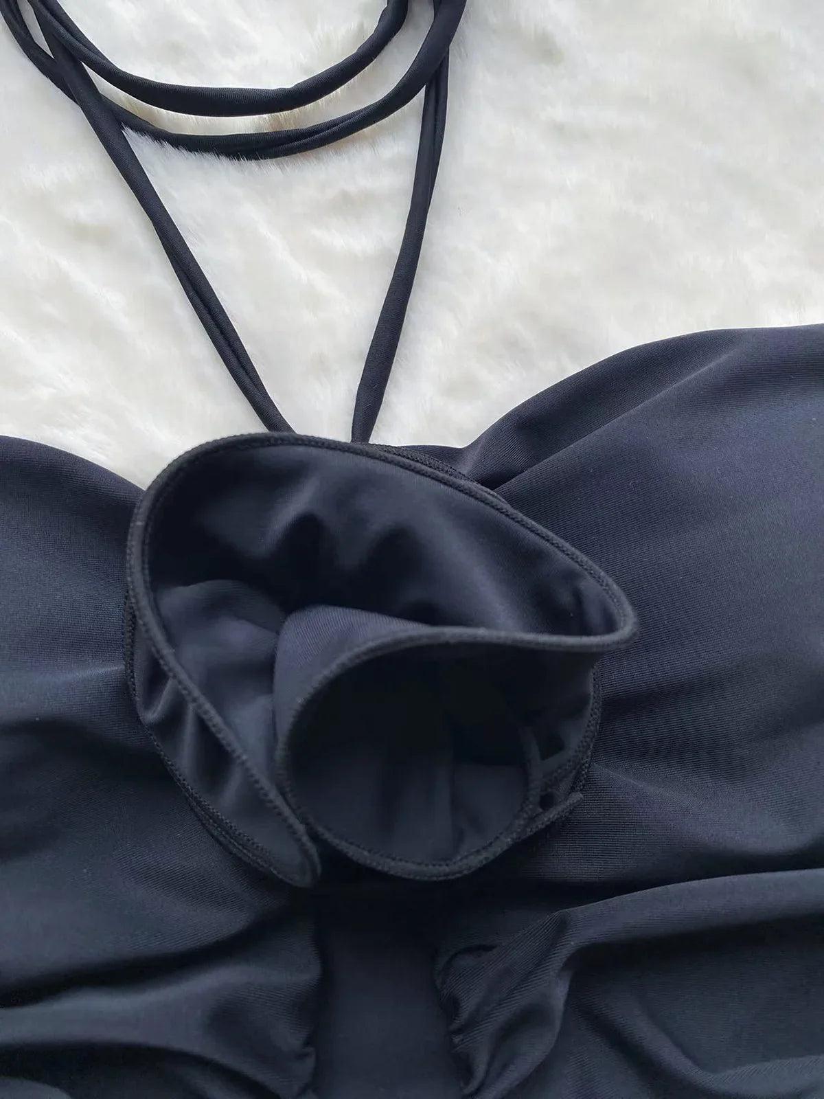 Black rose one piece swimsuit - Sexikinis Swim