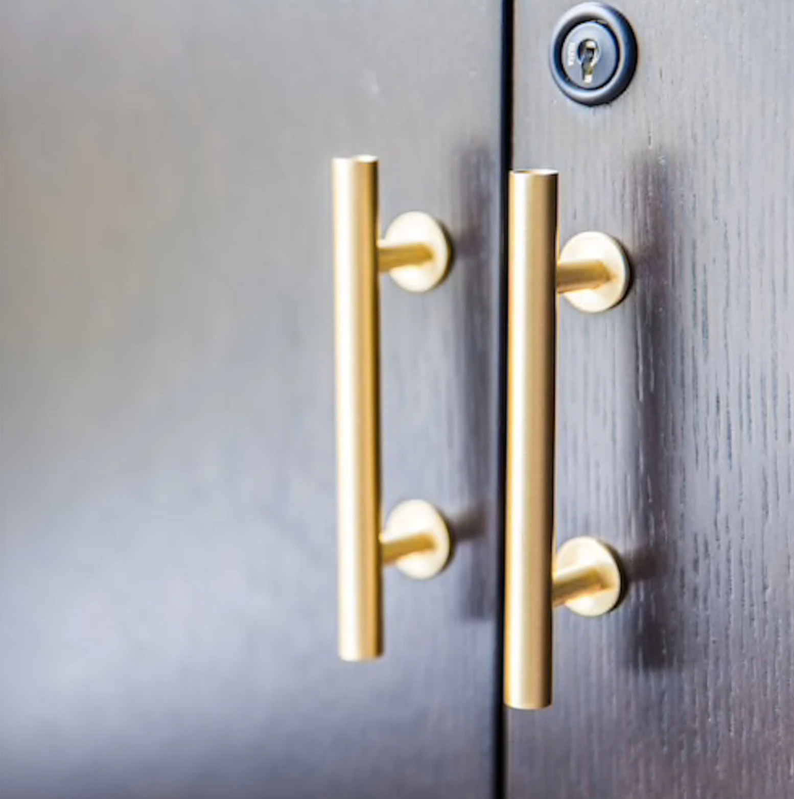 Lew's Round Bar Cabinet Knobs and Handles in Brushed Brass