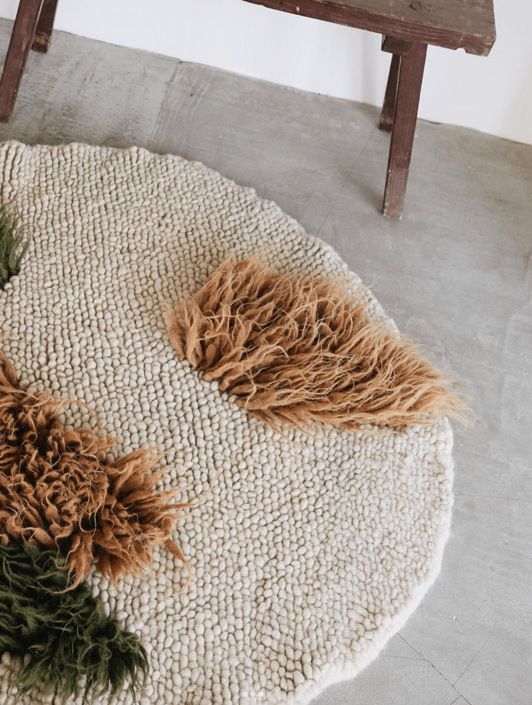 Handwoven Wool Area Round Rug 