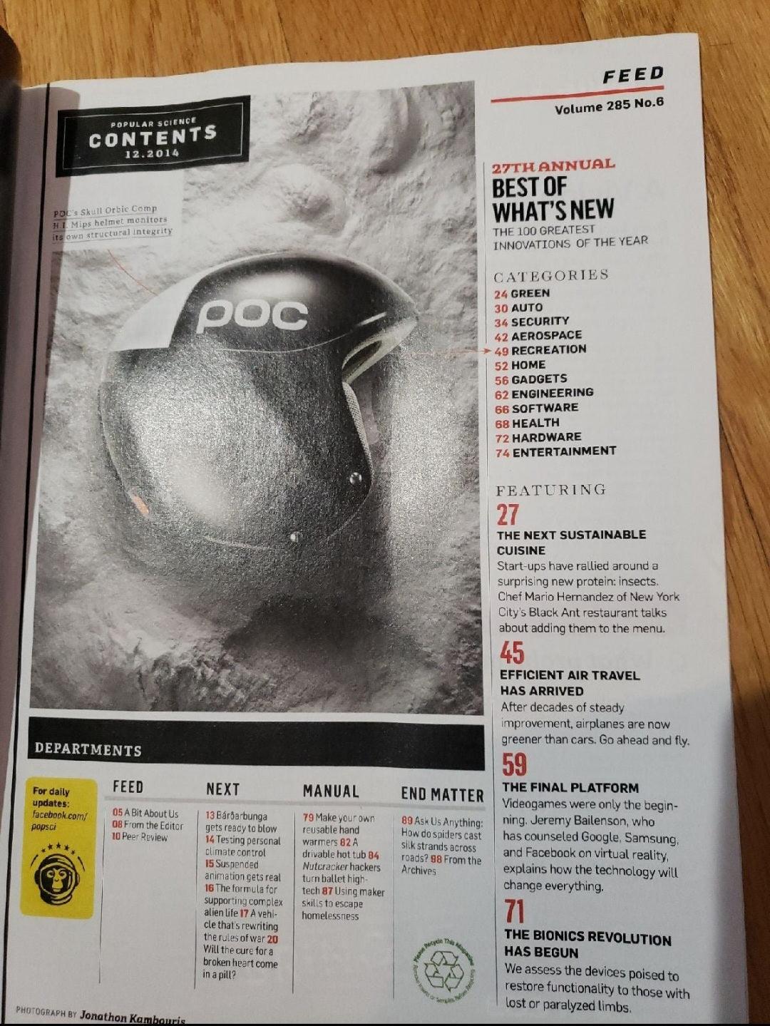 Popular Science magazine, December 2014 issue featuring the 