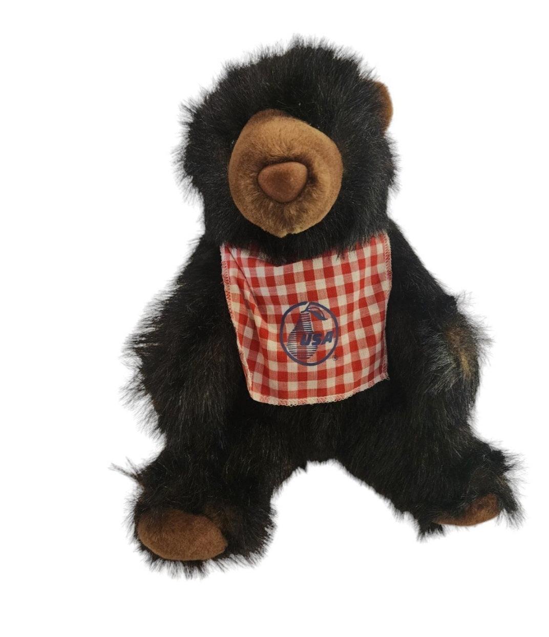 Animal Fair PEAR BEAR Black Bear Long Shaggy Fur Long Nose Bandana & Tag 11