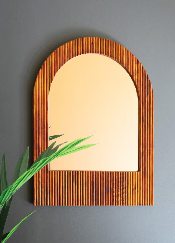 Mango Wood Tambour Framed Mirror
