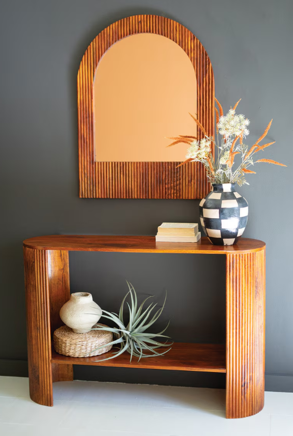 Mango Wood Tambour Framed Mirror