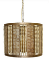 Ariel Drum-Shape Capiz/ Creme Bead Drum Chandelier