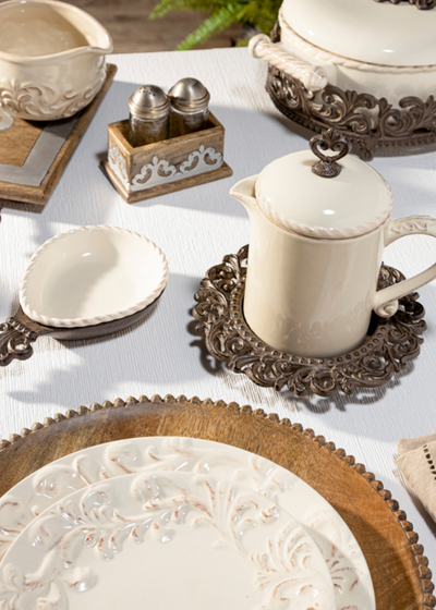 Acanthus Stoneware Lidded Sauce Jar