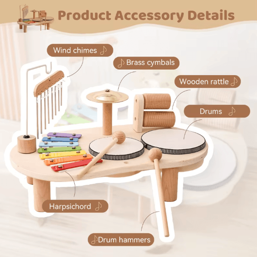 Montessori Baby Music Table Wooden Xylophone Educational Toy Gift