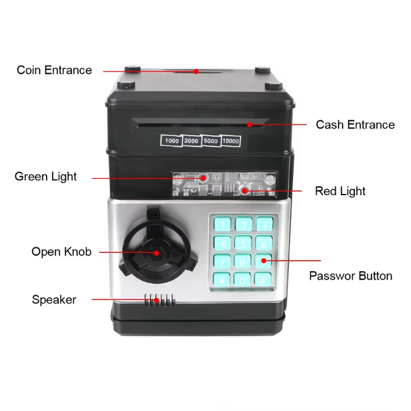 Electronic Piggy Bank Mini Safe Password Lock Cash Coin Saving Box Kids