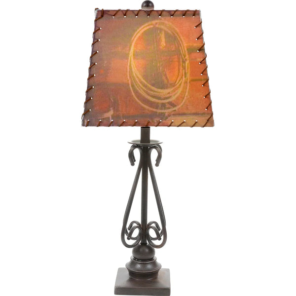 Scroll Metal Table Lamp w/ Western Shade