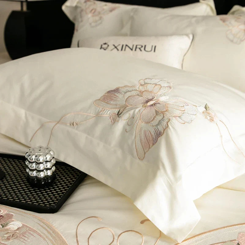 Butterfly Embroidery Cotton Bedding 800TC Queen
