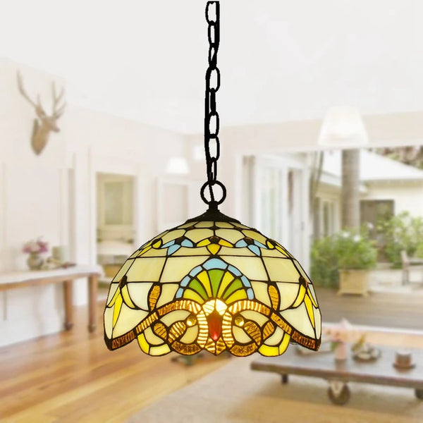 12-inch American-style Embankment Flower Chandelier Tiffany Style Milk Tea Shop Coffee Restaurant Glass Lighting E27 230V 220V