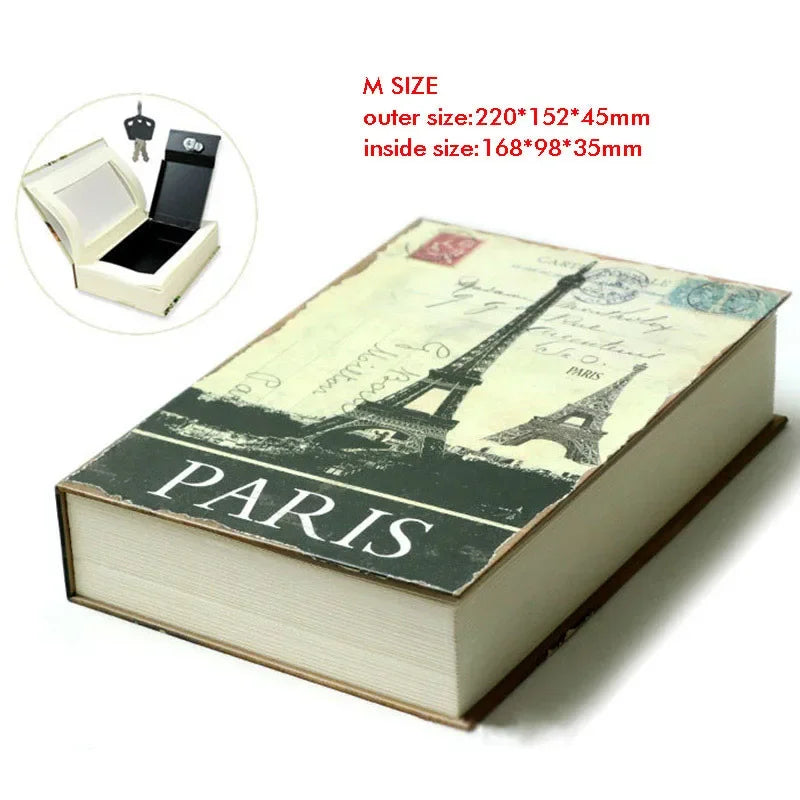 Hidden Book Safe with Key Lock — Metal Book-Shaped Home Safe (8.66 x 5.98 x 1.77 in / 220 x 152 x 45 mm)