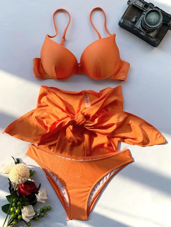 Women solid push up underwire three piece set - Sexikinis Swim - Gifts for You 'n Me