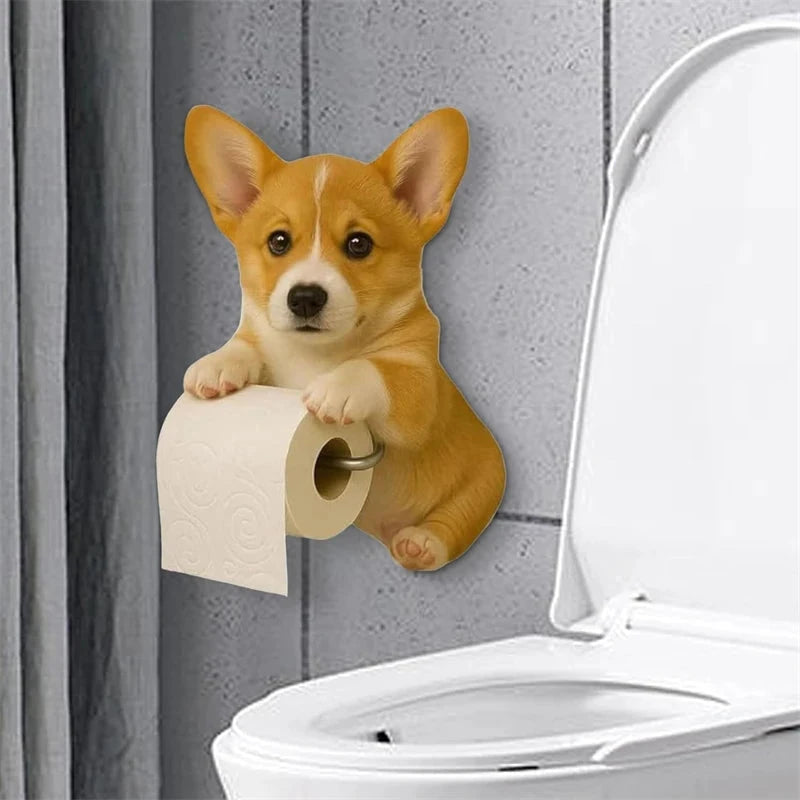 1 PCS Funny Dog Toilet Paper Holder Wall Mounted Resin Animal Statue Bathroom Tissue Roll Organizer Home Decor DSers Fulfillment