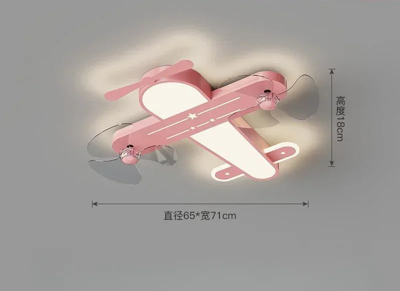 DecorBites™ Kids Room Airplane Ceiling Fan Light Fixture Decorbites