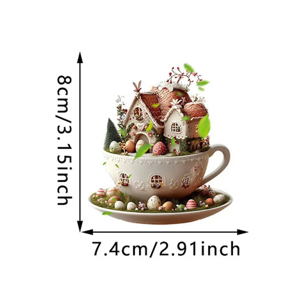 Christmas Coffee Cup Ornaments Coffee Mug Decorative Tree Hanging 2025 Xmas Navidad 2026 New Year Easter Bunny Party Supplies