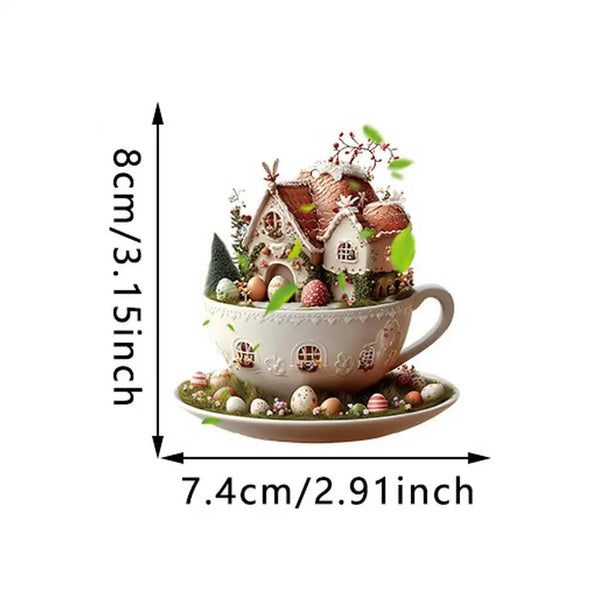Christmas Coffee Cup Ornaments Coffee Mug Decorative Tree Hanging 2025 Xmas Navidad 2026 New Year Easter Bunny Party Supplies