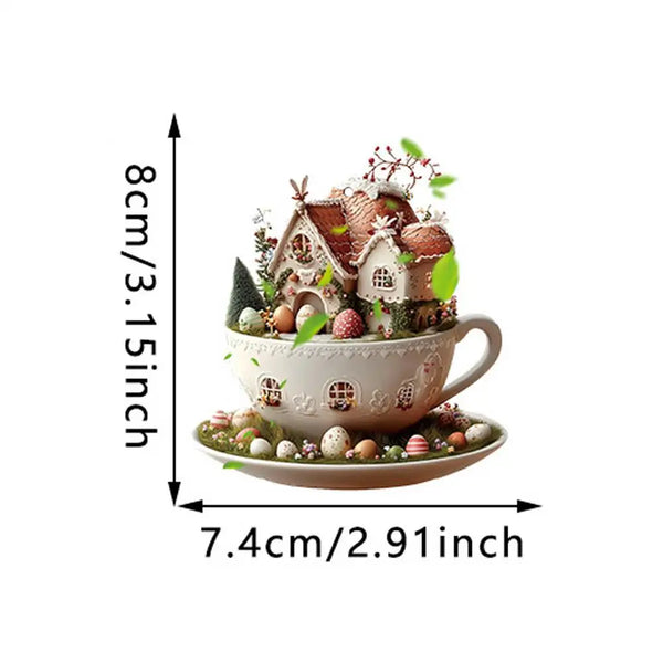 Christmas Coffee Cup Ornaments Coffee Mug Decorative Tree Hanging 2025 Xmas Navidad 2026 New Year Easter Bunny Party Supplies