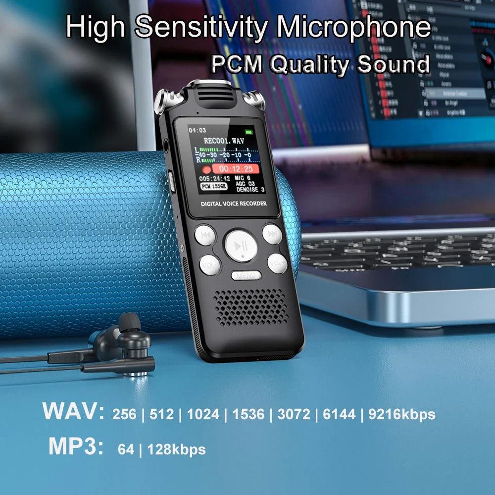 Professional Voice Activated Digital Audio Voice Recorder 8GB 16GB 32G Noise Cancelling Recording PCM Support OTG WAV MP3 Player
