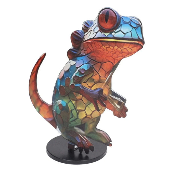 Colorful Hummingbird Craft Statue Desktop Metal Bird Figurine Gift Metal Colorful Desktop Ornament Round Base Home Decor