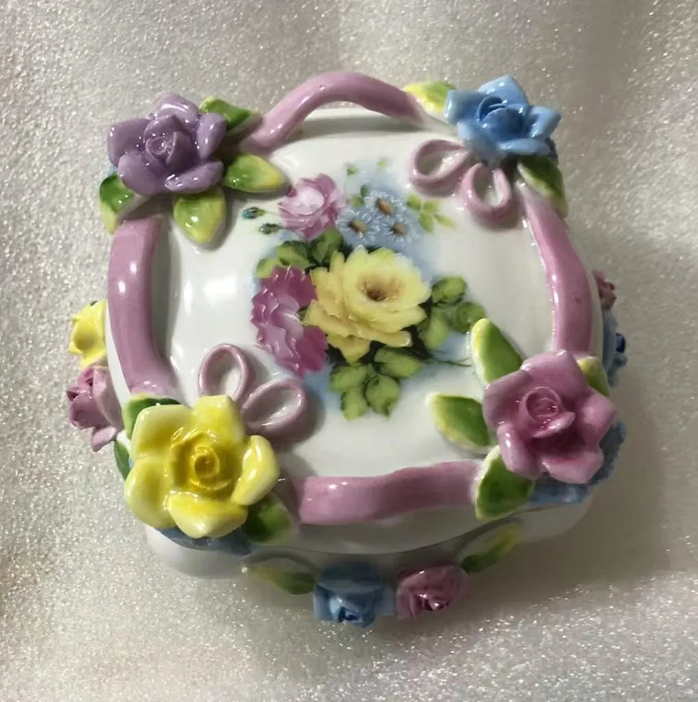 Resin Flower Jewelry Storage Box Vase Flower Basket  Jewelry Case Storage Jewelry Organizer Display Home Decor Ornament