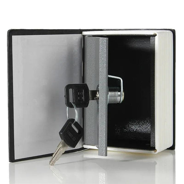 Hidden Book Safe with Key Lock — Metal Book-Shaped Home Safe (8.66 x 5.98 x 1.77 in / 220 x 152 x 45 mm)