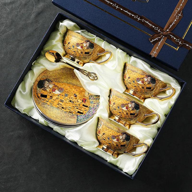 European coffee cup saucer bone china high value gift box set gift ceramic cup tea set afternoon teacup gift