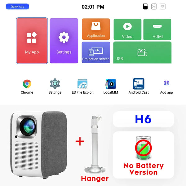 Original Touyinger H6 LED Android Projector Full HD 1080P Outdoor projectors WIFI Portable Beamer MINI TV Led Home Theater - Gifts for You 'n Me