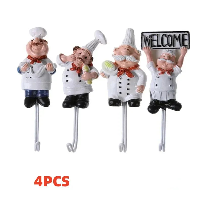 New Cartoon Chef Shaped Hook Powerful Adhesive Wall Key Holder Kitchen Bathroom Storage Door Clothes Coat Hat Hanger Towel Hooks