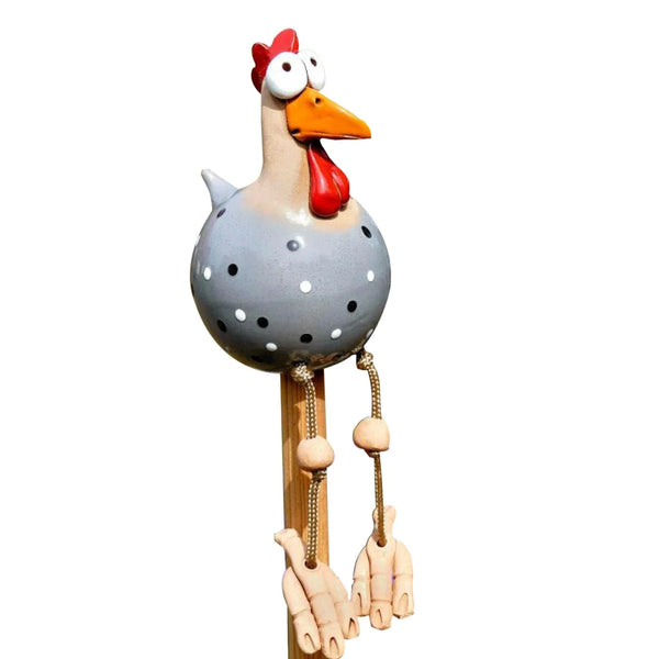 Funny Big Eyed Chicken Long Foot Resin Crafts Statues Statue Wooden Stake Decoration Hen Sculptures Garden Fence Art Supplies