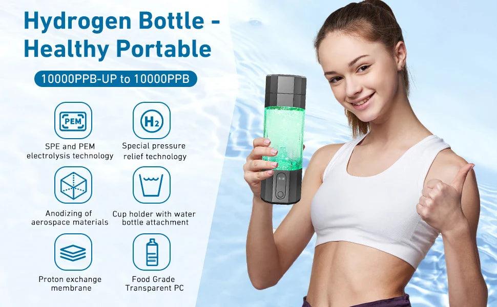2025 10000PPB Hydrogen Water Bottle with Colorful Light & Valve
