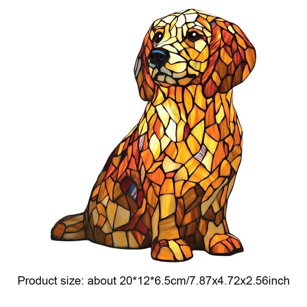 Animal Resin Night Light LED Desk Lamp Nightstand Lamp Resin Stained Dog Tabletop Night Light Cute Pet Dogs for Bedroom Ornament