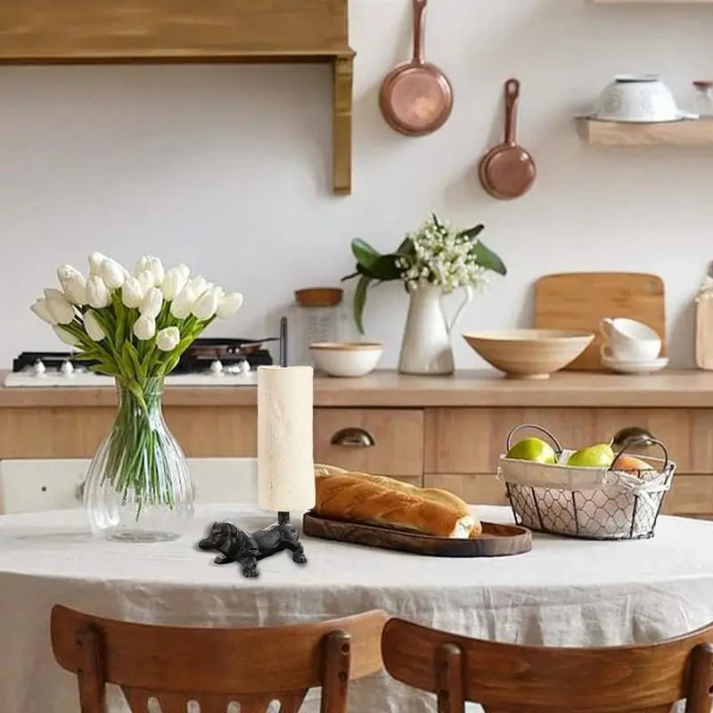 Animal Iron Paper Holder Vintage Downward Dog Cast Iron Roll Paper Towel Stand Standing Pipe Toilet Roll Tissue Holder For DSers Fulfillment