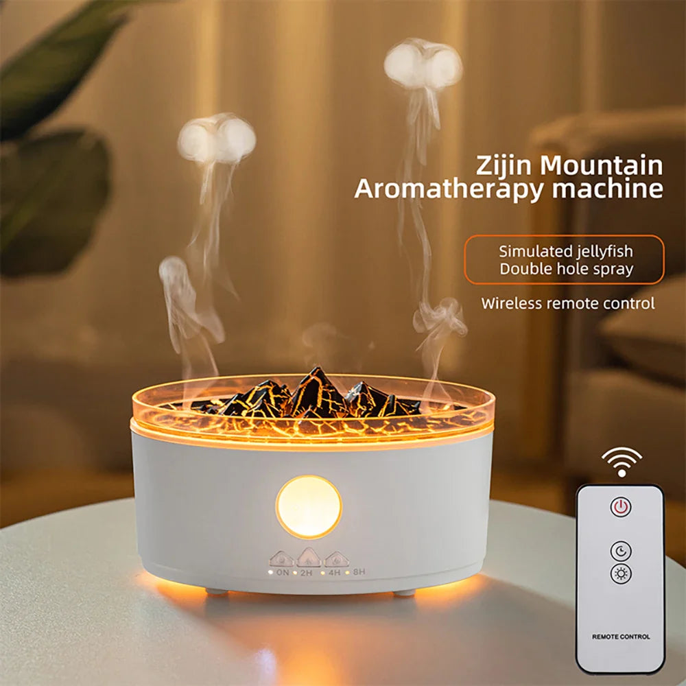 Volcano Aromatherapy Diffuser | Flame & Jellyfish Mist | 300ml