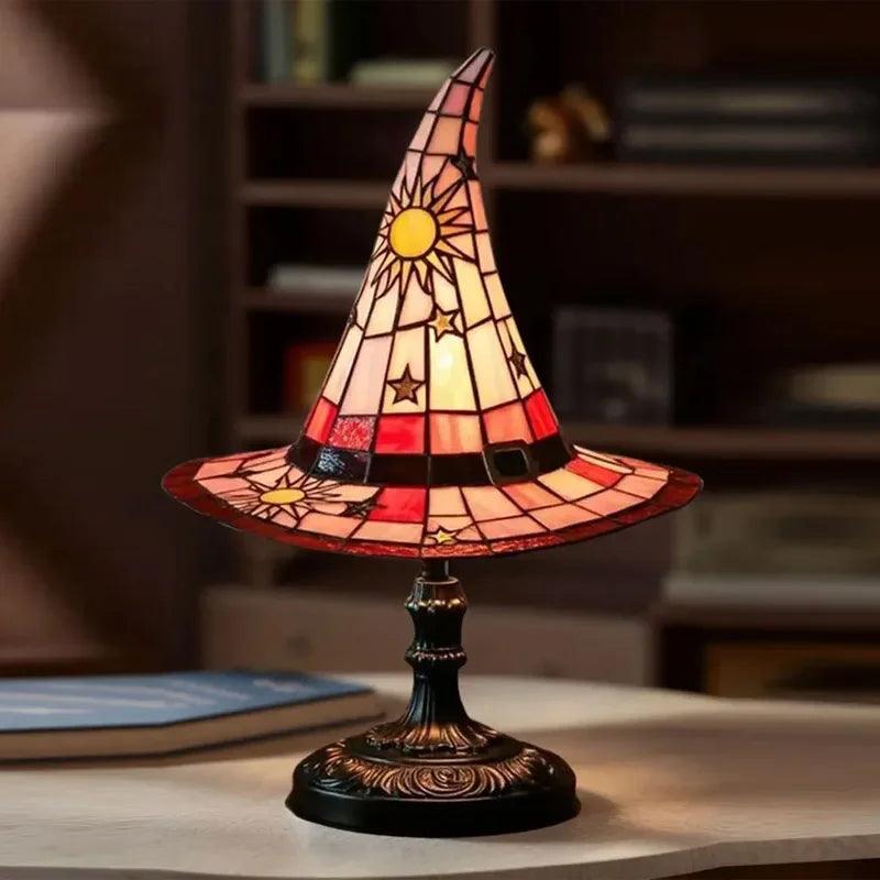 Premium Witch Hat Stained Glass Lamp – Magical Glow for Your Home