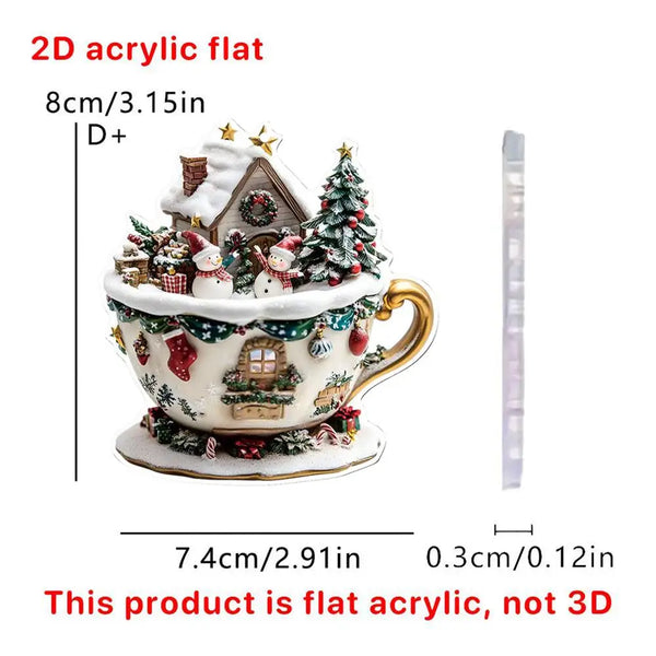 Christmas Coffee Cup Ornaments Coffee Mug Decorative Tree Hanging 2025 Xmas Navidad 2026 New Year Easter Bunny Party Supplies