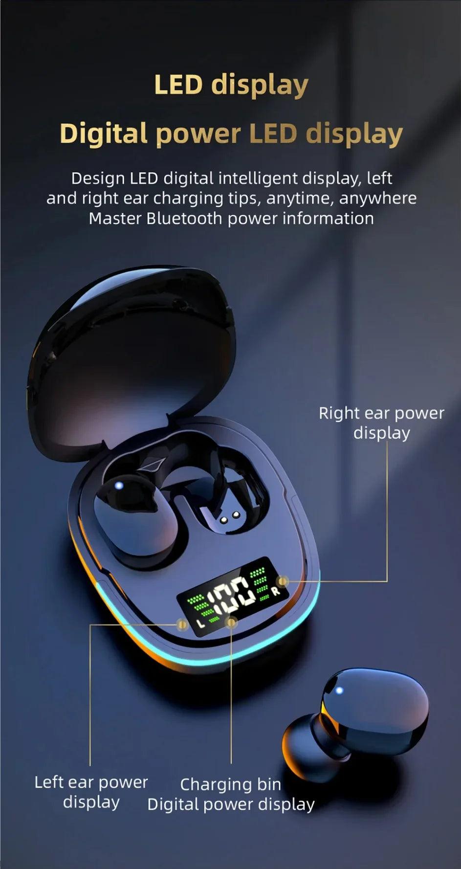 G9S Bluetooth 5.1 In Ear Wireless Earbuds LED Power Display Low Latency Gaming HiFi Stereo Sports Headphones