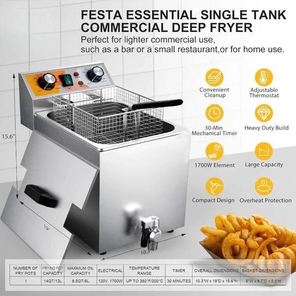 Electric Countertop Commercial Deep Fryer for Restaurant and Home  Cooking Appliances