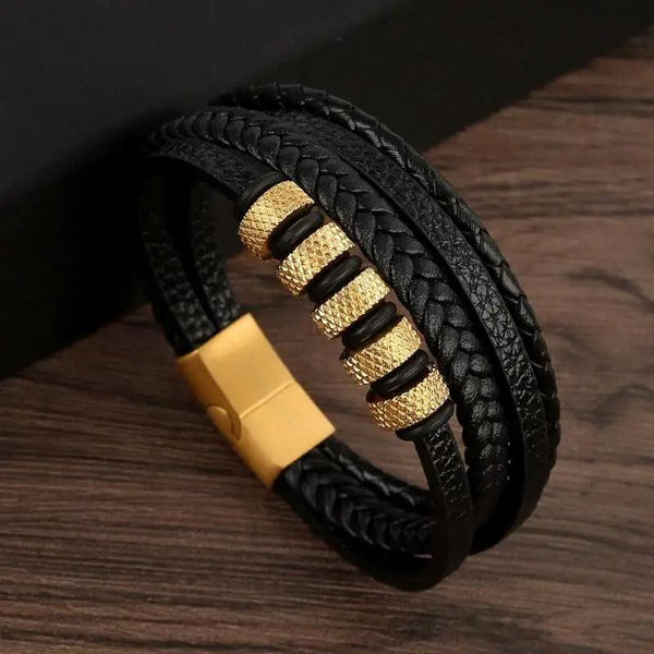 Classic Men's Leather Bracelet Hand-Woven