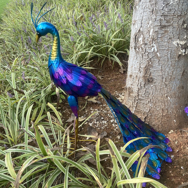 Peacock Statue Sculpture Handmade Crafts Ornament Animal Figurine Standing Posture Collectible Peacock Figurine Garden Craft