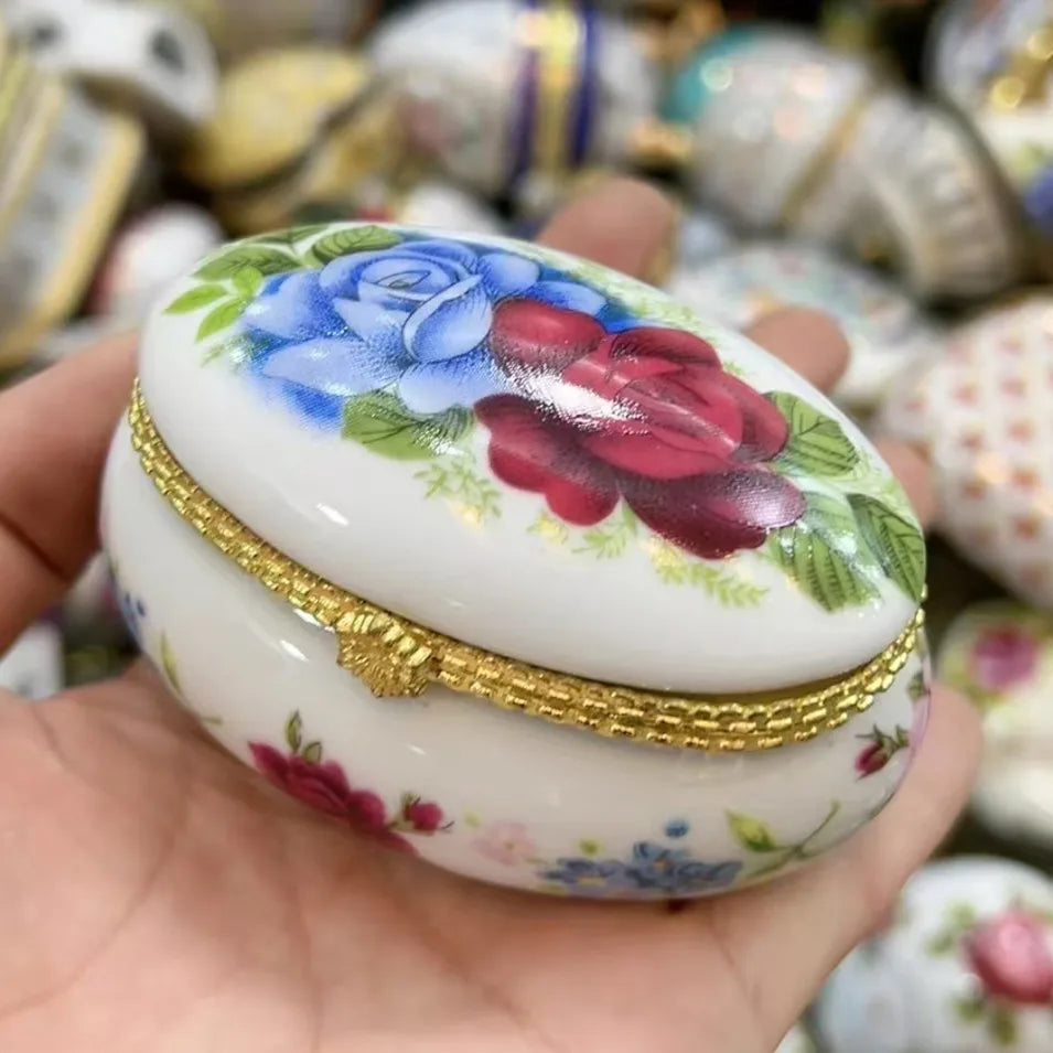 Ceramics Flower Jewelry Storage Box Vase Flower Basket Jewelry Case Storage Jewelry Organizer Display Gifts Home Decor Ornament