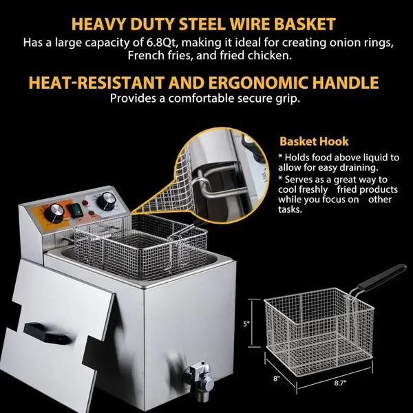 Electric Countertop Commercial Deep Fryer for Restaurant and Home  Cooking Appliances