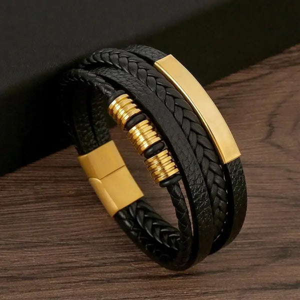 Classic Men's Leather Bracelet Hand-Woven