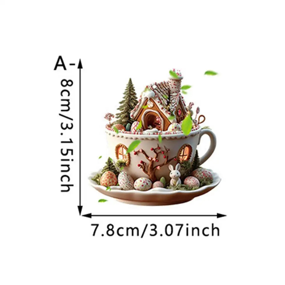 Christmas Coffee Cup Ornaments Coffee Mug Decorative Tree Hanging 2025 Xmas Navidad 2026 New Year Easter Bunny Party Supplies