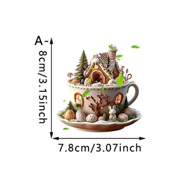 Christmas Coffee Cup Ornaments Coffee Mug Decorative Tree Hanging 2025 Xmas Navidad 2026 New Year Easter Bunny Party Supplies