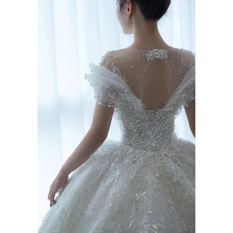 Luxury Princess Wedding Gown With Pearls EDW237
