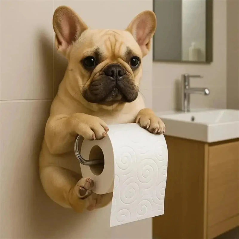 1 PCS Funny Dog Toilet Paper Holder Wall Mounted Resin Animal Statue Bathroom Tissue Roll Organizer Home Decor DSers Fulfillment