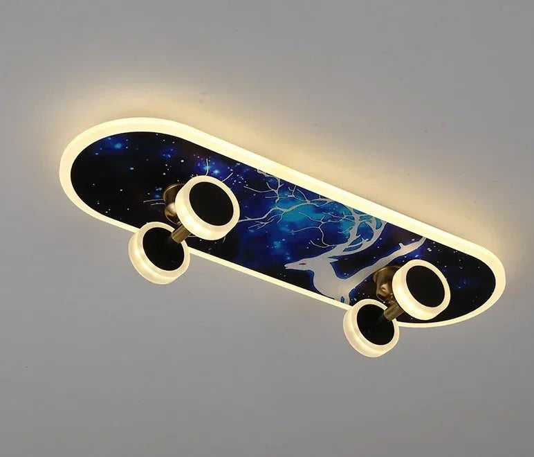 Creative Skateboard Ceiling Lights Nordic New Designer Children's Room Lamps Modern Boy Girl Living Room Cartoon Decor Lighting